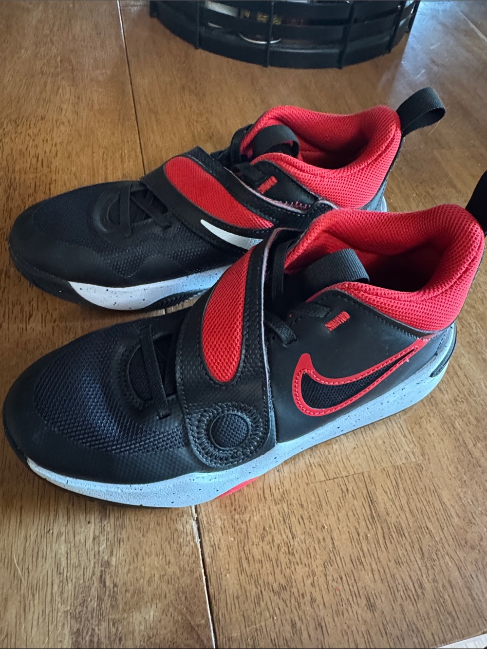 Nike Black and Red Kids' Velcro Sneakers